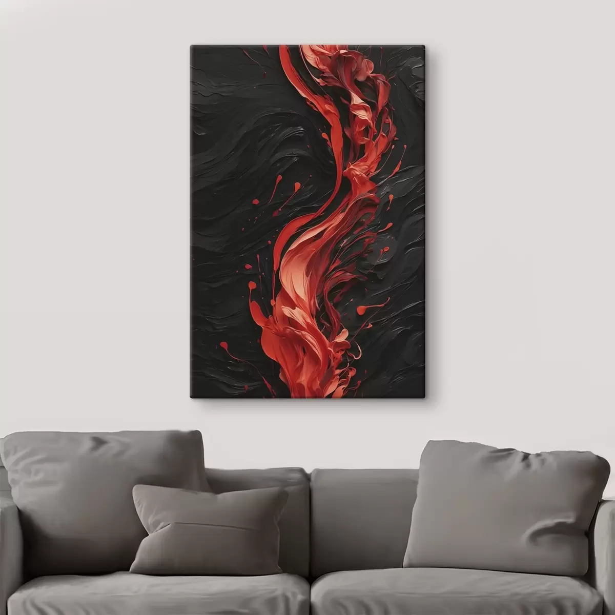 carta da parati Astratto con pennellate rosse su sfondo nero nr. s45490