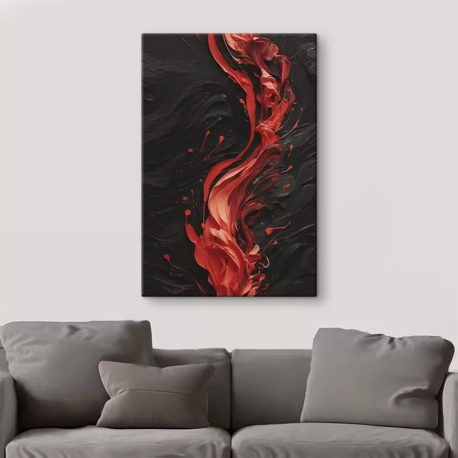 carta da parati Astratto con pennellate rosse su sfondo nero nr. s45490