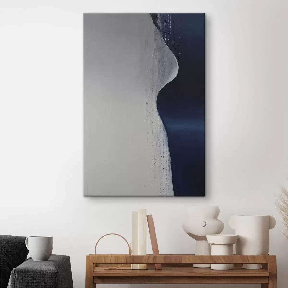 carta da parati Pittura astratta nei toni del bianco, del blu e del blu scuro nr. s45493