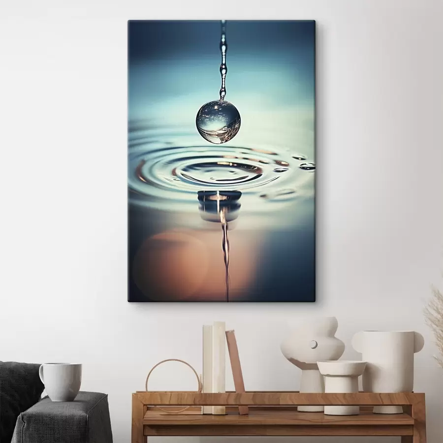 carta da parati Una goccia d'acqua che cade con lampi di luce nr. s45501