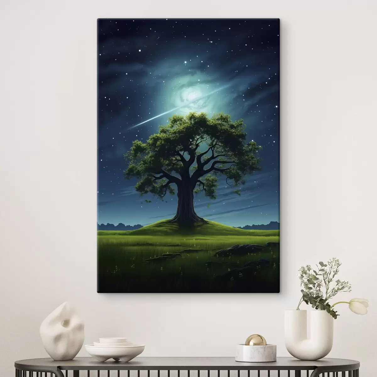 carta da parati Albero verde di notte nr. s45503