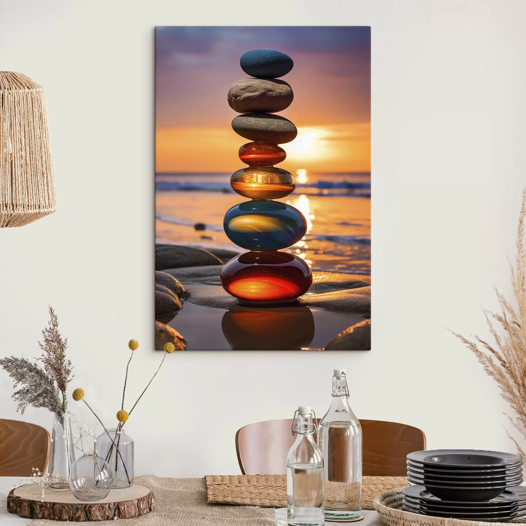 carta da parati Pietre accatastate sullo sfondo del tramonto nr. s45520