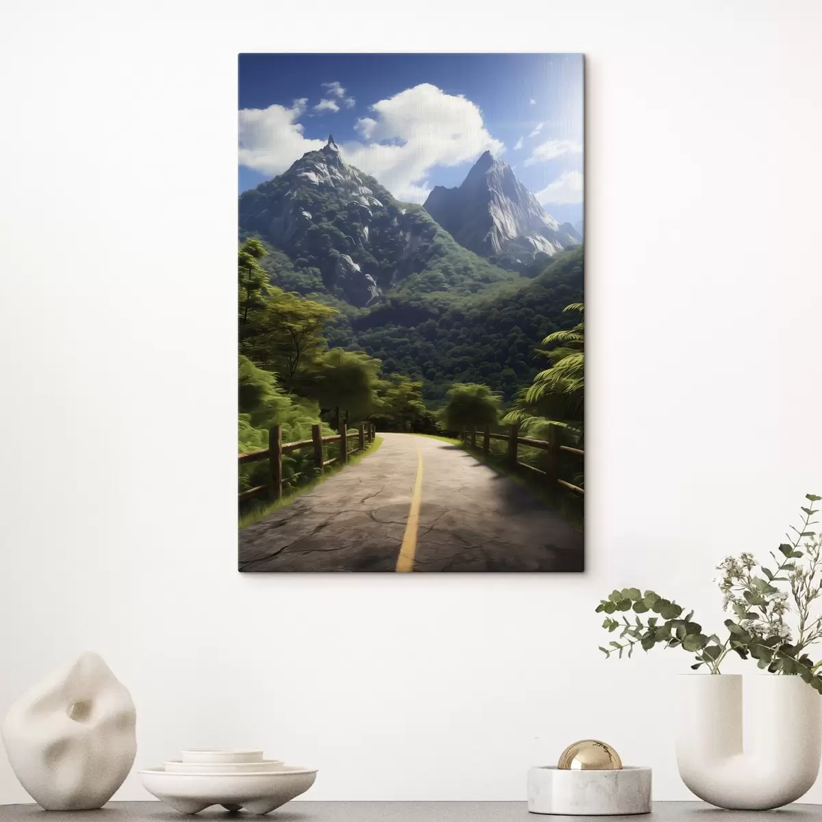 carta da parati Strada di montagna tra alberi verdi nr. s45525