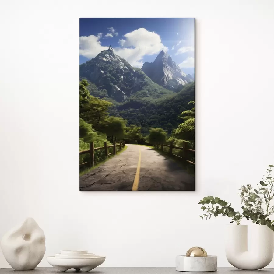 carta da parati Strada di montagna tra alberi verdi nr. s45525