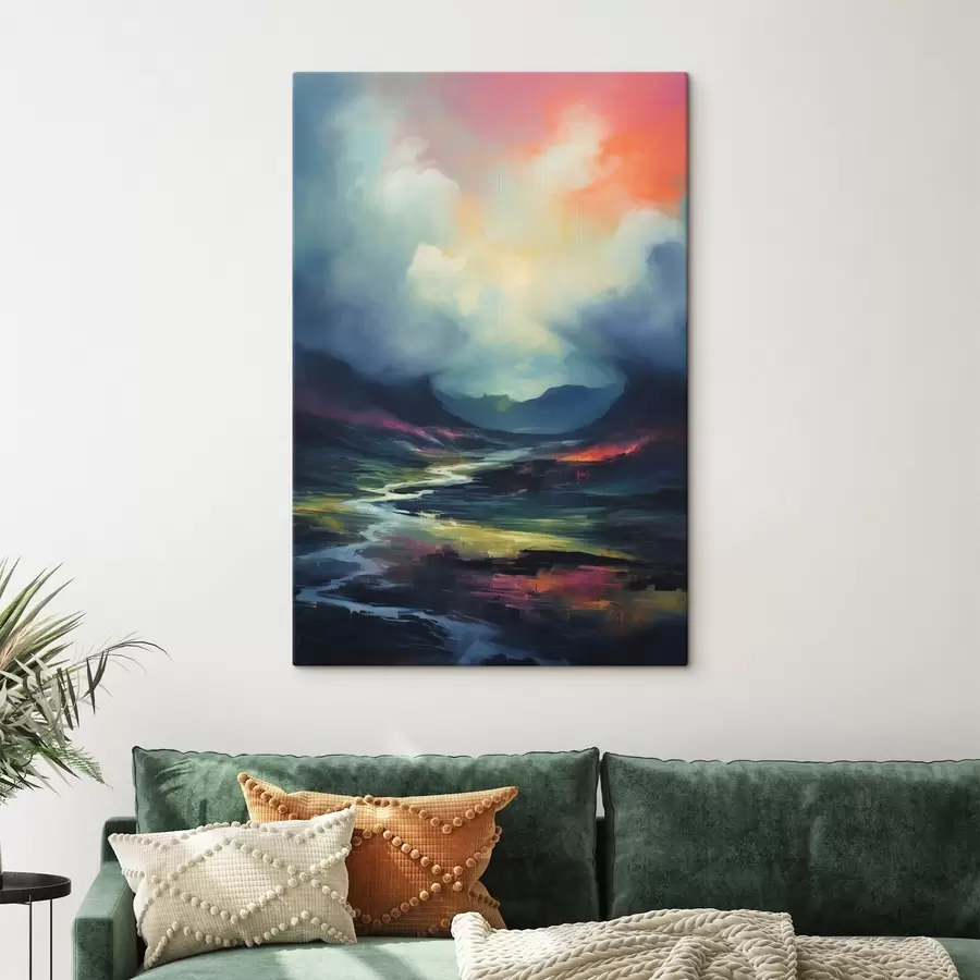 carta da parati Paesaggio astratto con fiume e montagne nr. s45627