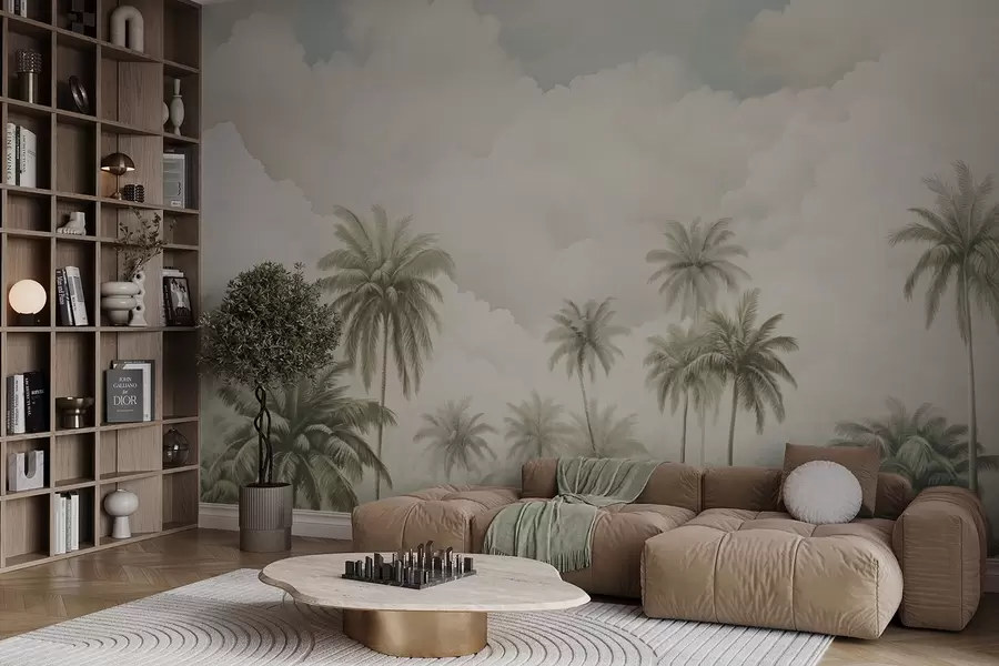 Carta da parati nature Palme sullo sfondo delle nuvole 