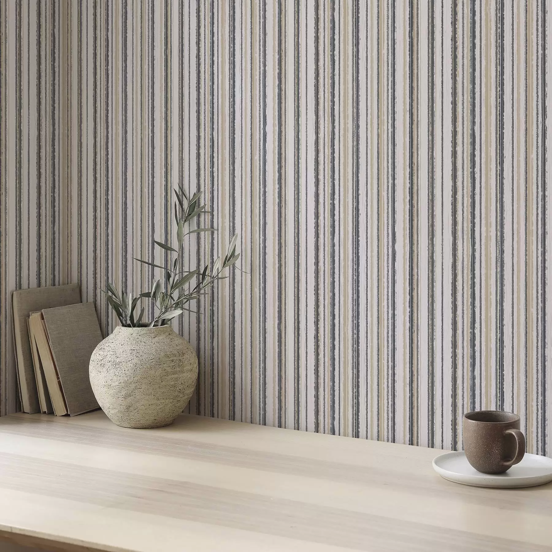carta da parati Strisce in tonalità grigio-beige e giallastre nr. a00508