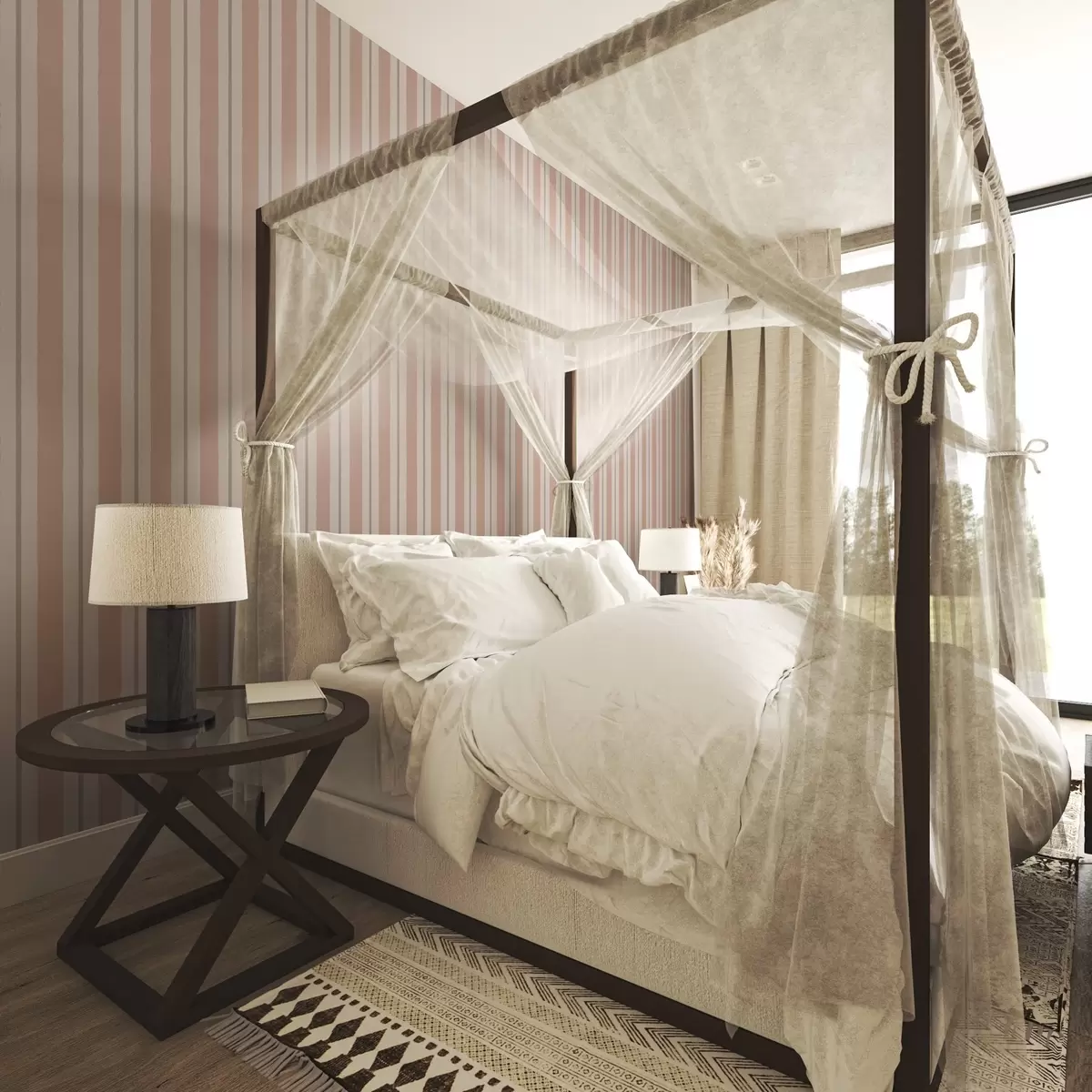 Carta da parati Strisce larghe color terracotta-beige con accenti grigi a00513