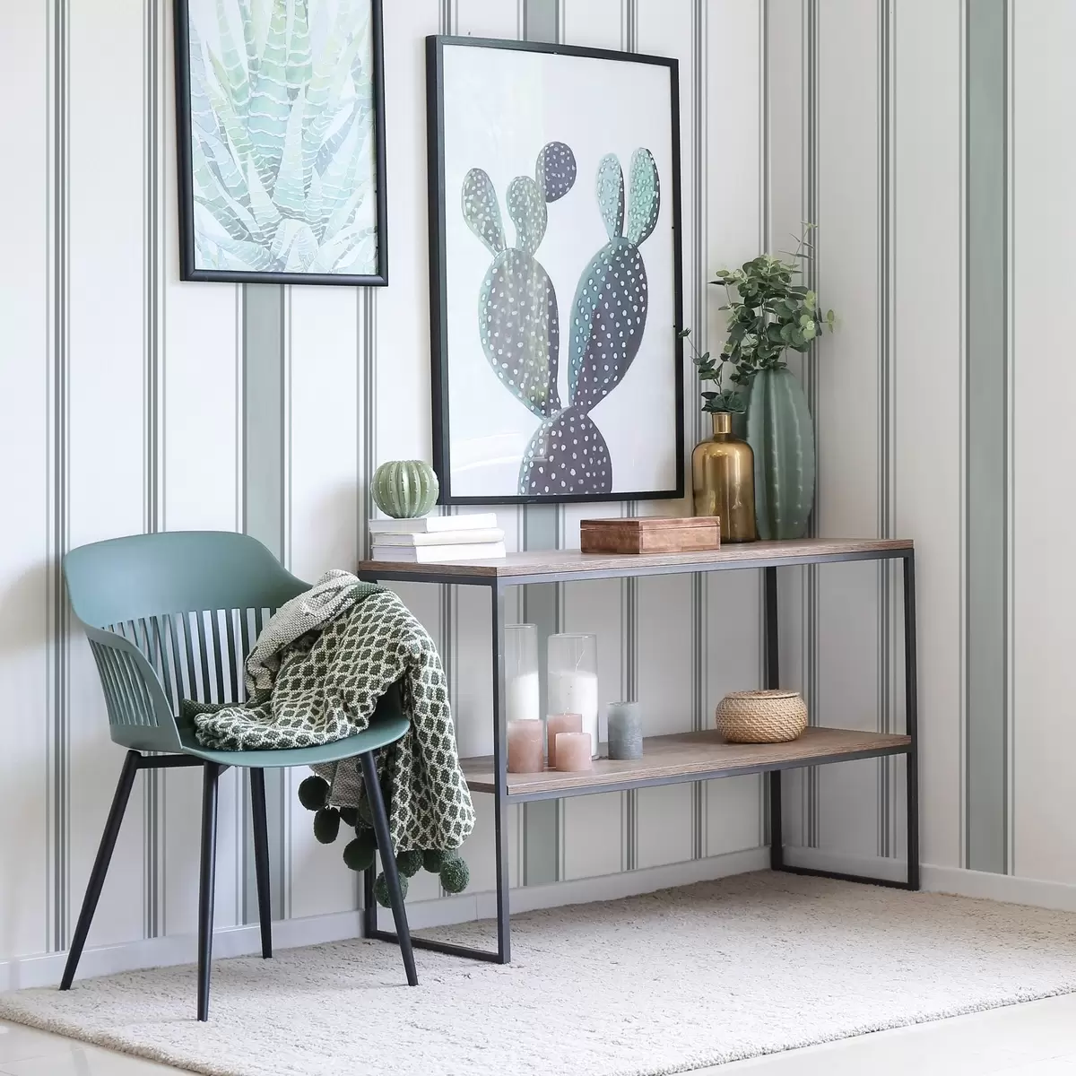 Carta da parati Ampie strisce in una palette di grigi e blu a00516