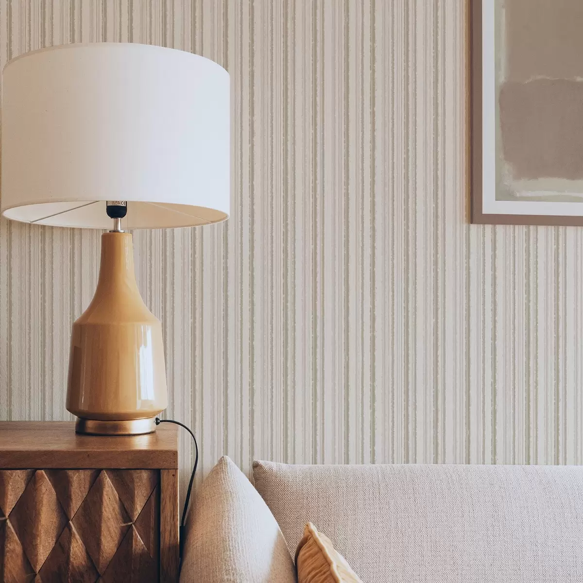 Carta da parati Strisce sottili nei toni del beige chiaro a00549