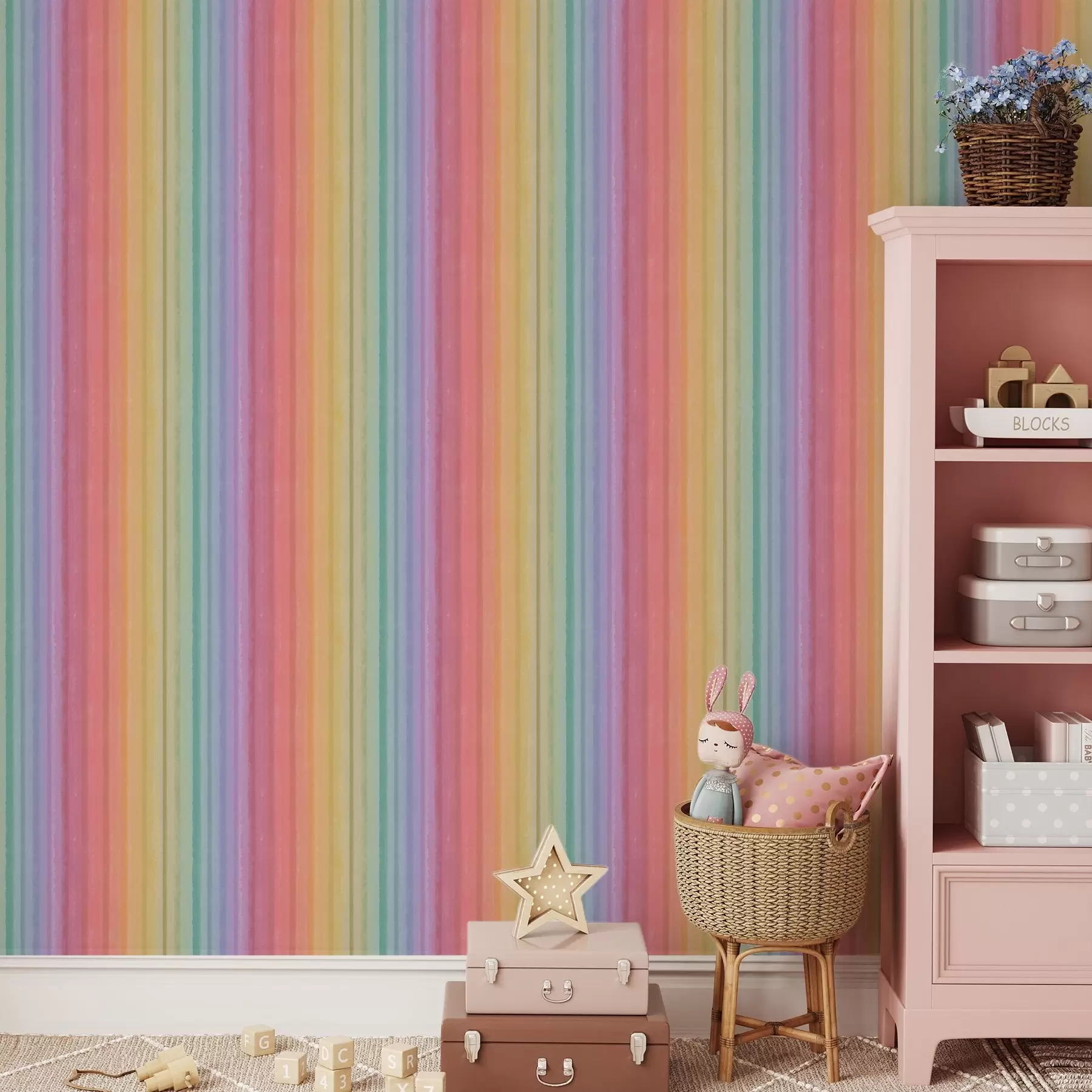 carta da parati Strisce arcobaleno con accenti di colore espressivo nr. a00553