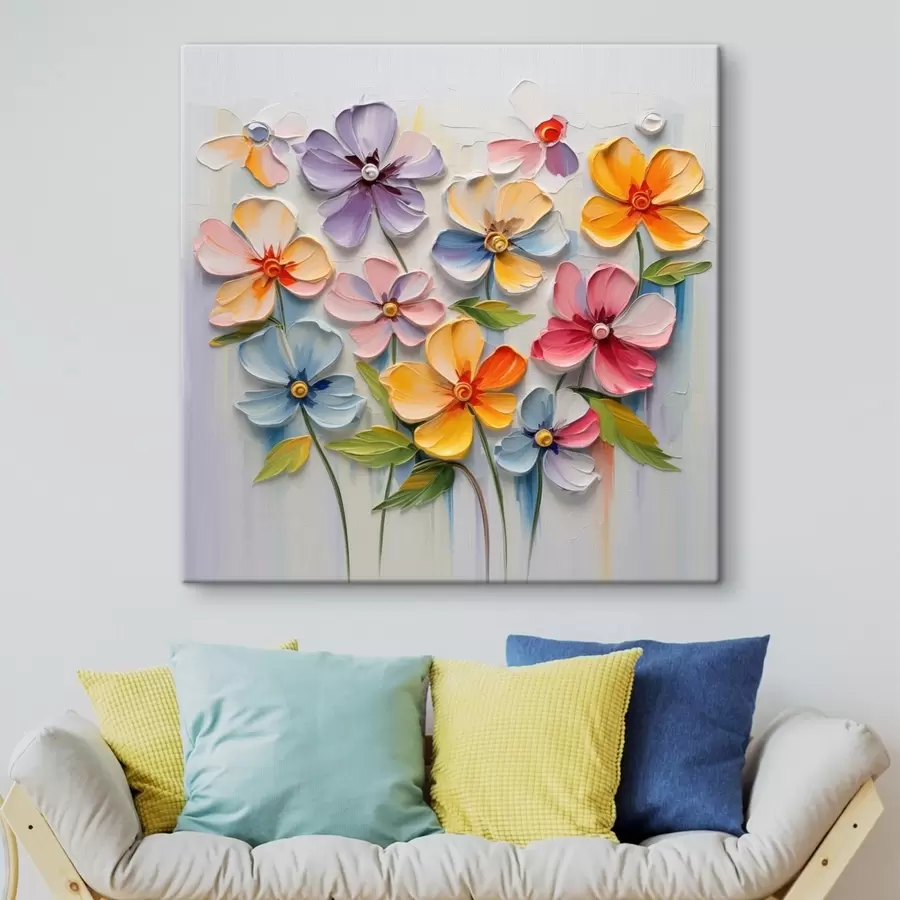 carta da parati Natura morta floreale: fiori multicolori in tecnica d'impasto nr. s45598