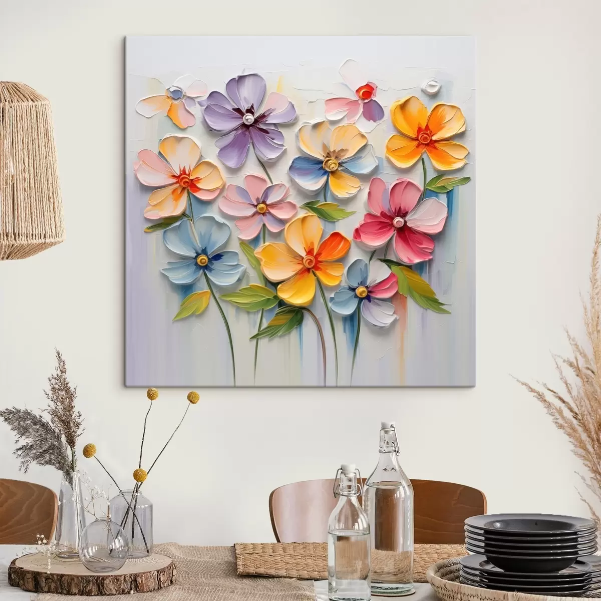 carta da parati Natura morta floreale: fiori multicolori in tecnica d'impasto nr. s45598