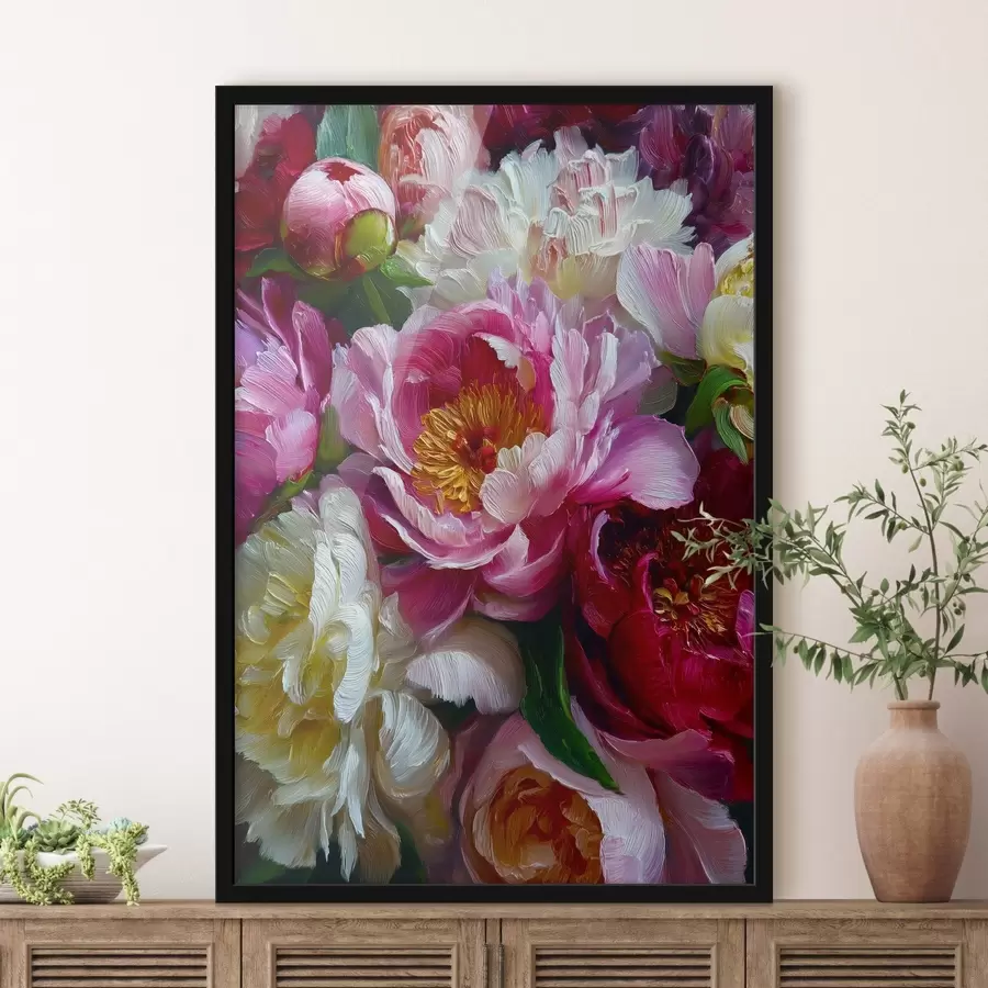 carta da parati Peonie lussureggianti in tecnica d'impasto nr. f45595