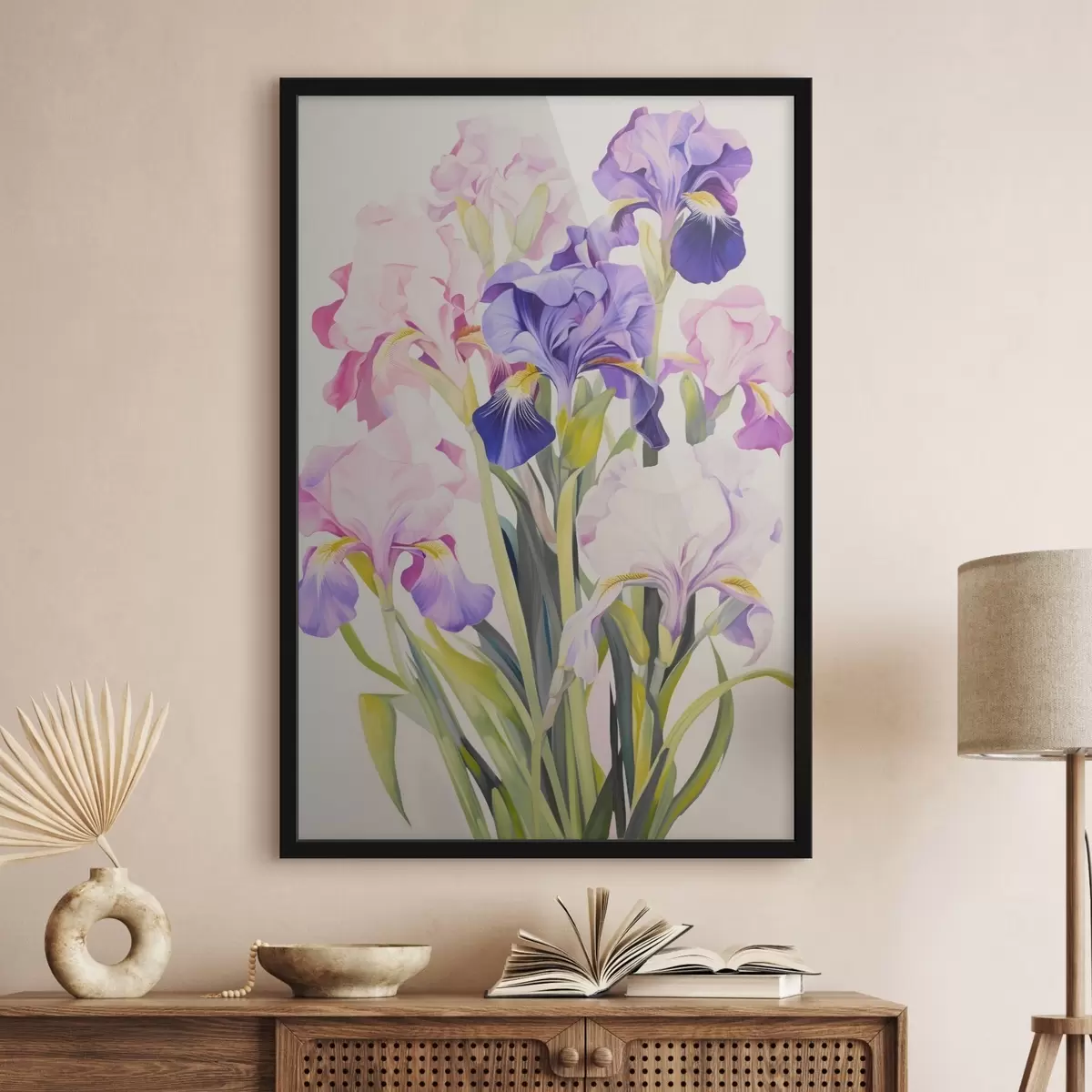 Poster Bouquet di iris nei toni del lilla f45597