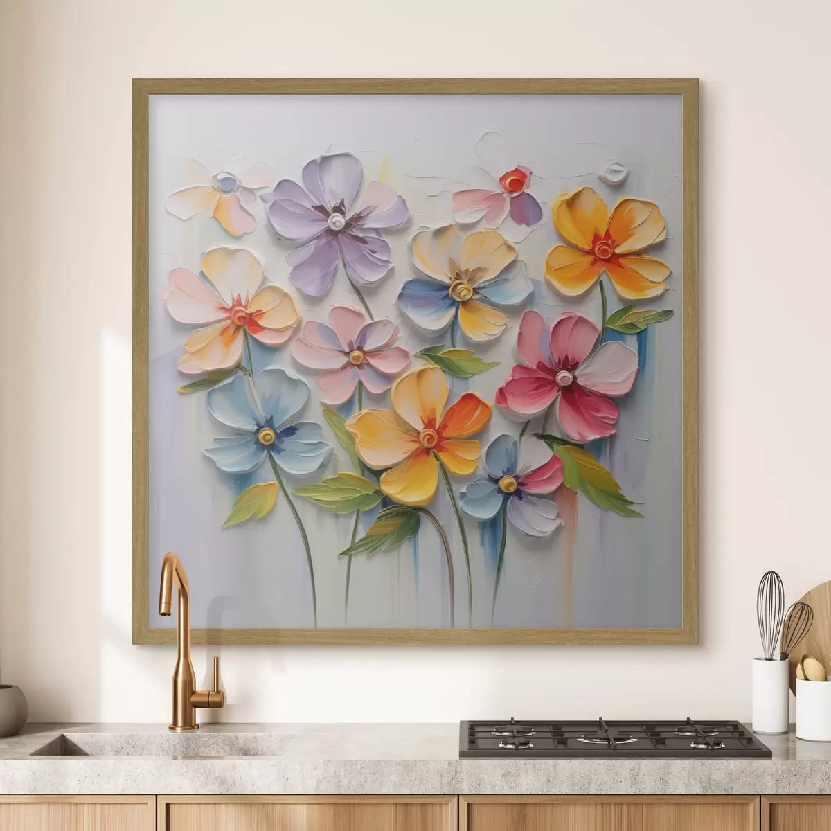 Poster Natura morta floreale: fiori multicolori in tecnica d'impasto f45598