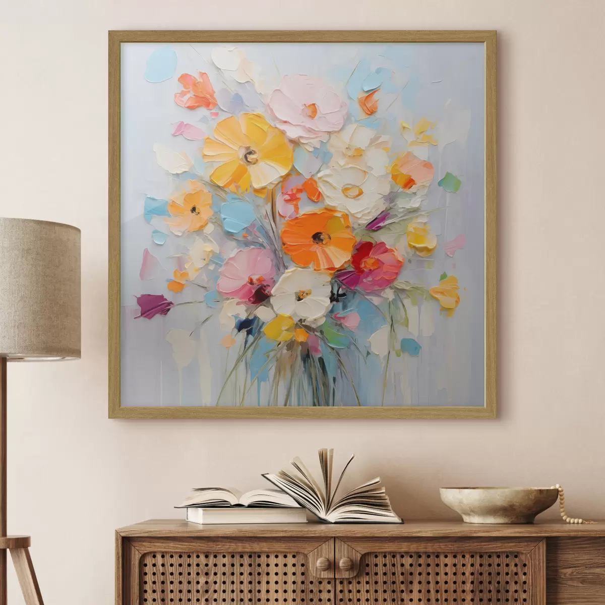 Poster Motivo floreale: bouquet astratto in tonalità pastello f45599