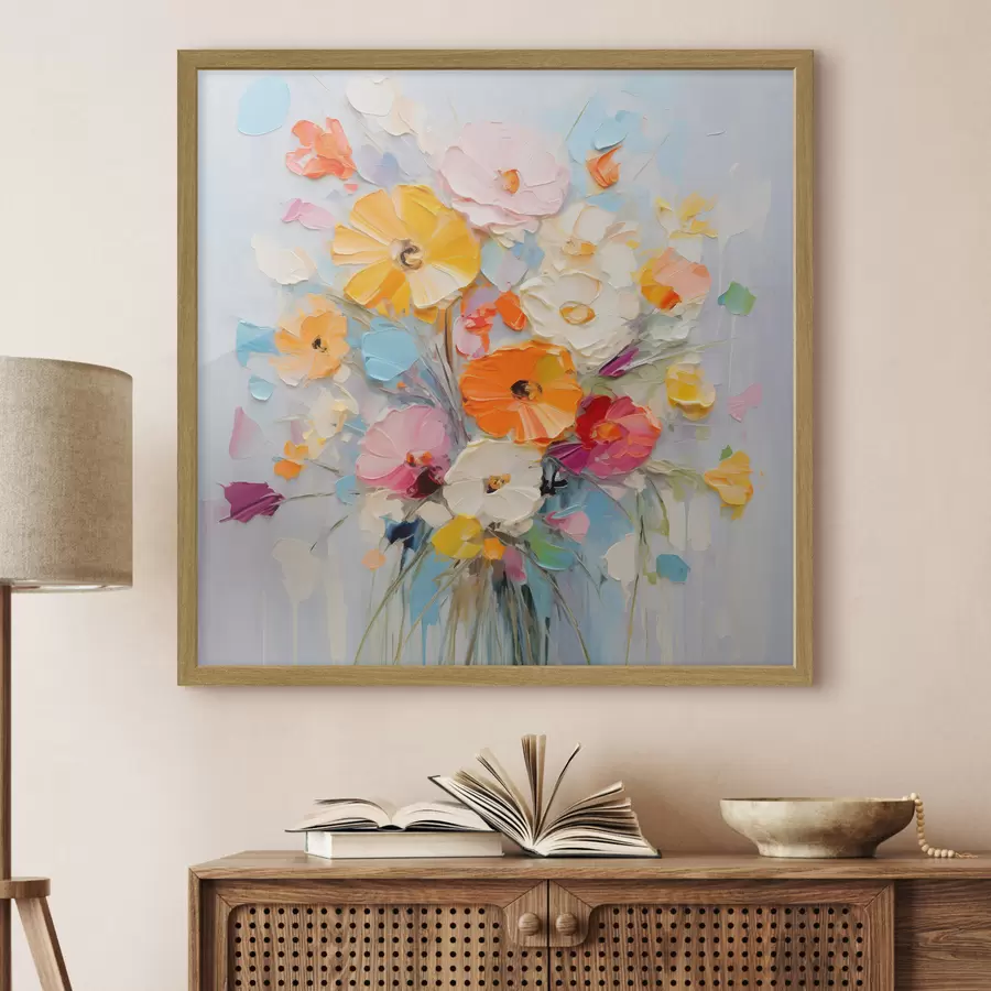 carta da parati Motivo floreale: bouquet astratto in tonalità pastello nr. f45599