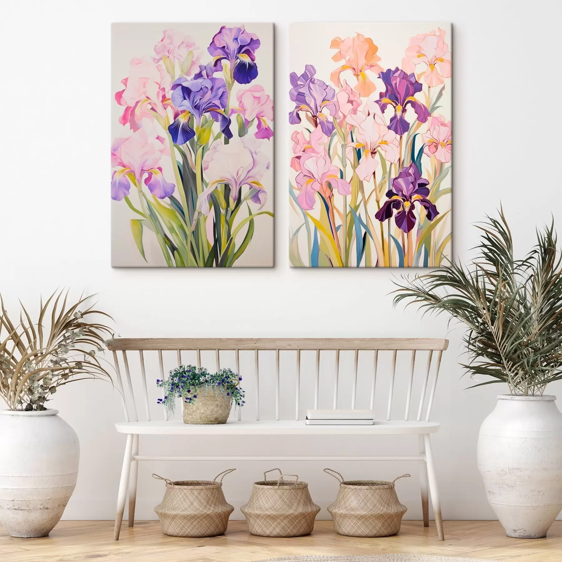 carta da parati Iris in tonalità pastello su sfondo chiaro nr. m00660