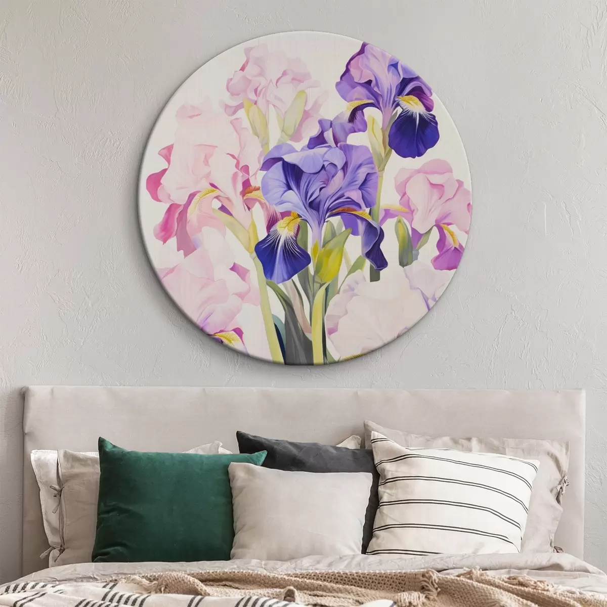 Quadri rotondi Bouquet di iris nei toni del lilla r45597