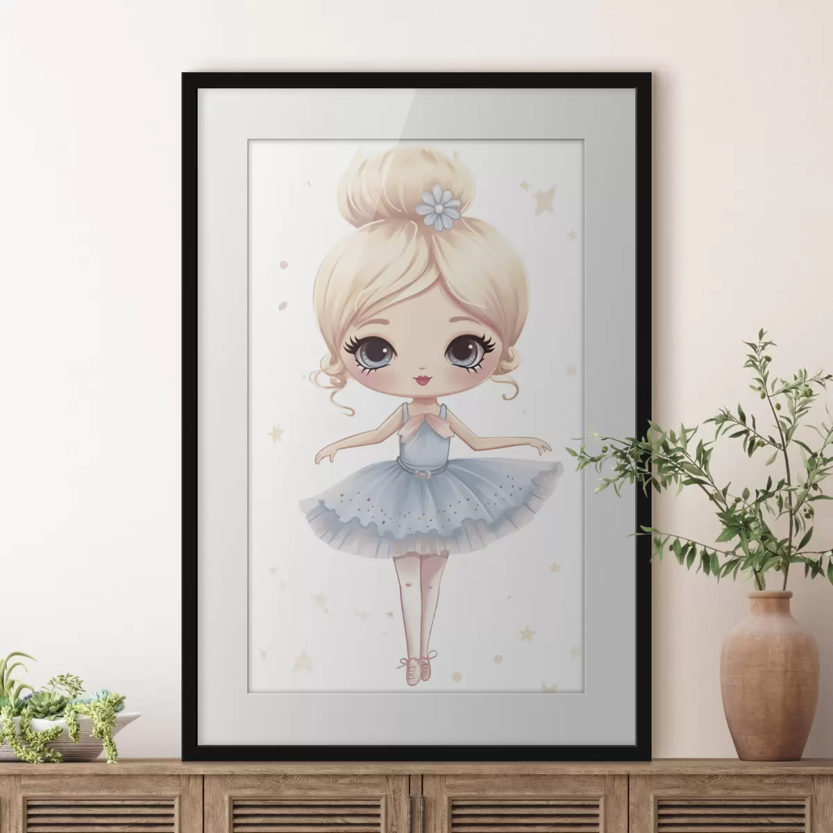 Poster Bambola ballerina con abito blu e fiocco f45481