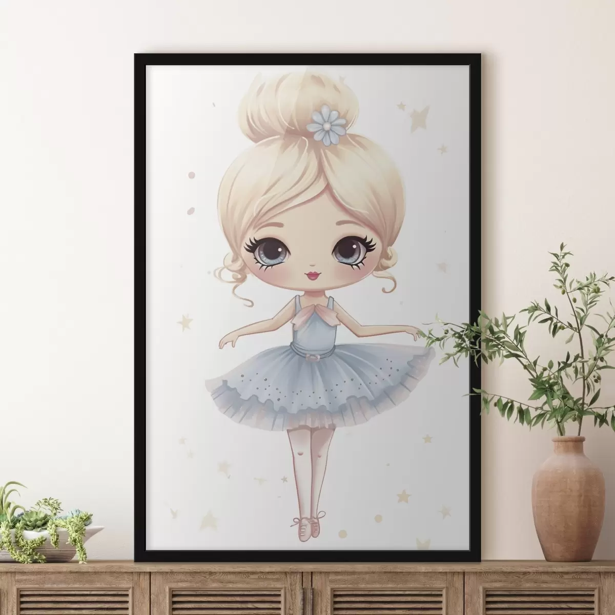 Poster Bambola ballerina con abito blu e fiocco f45481