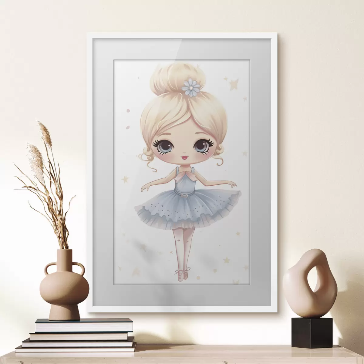 Poster Bambola ballerina con abito blu e fiocco f45481