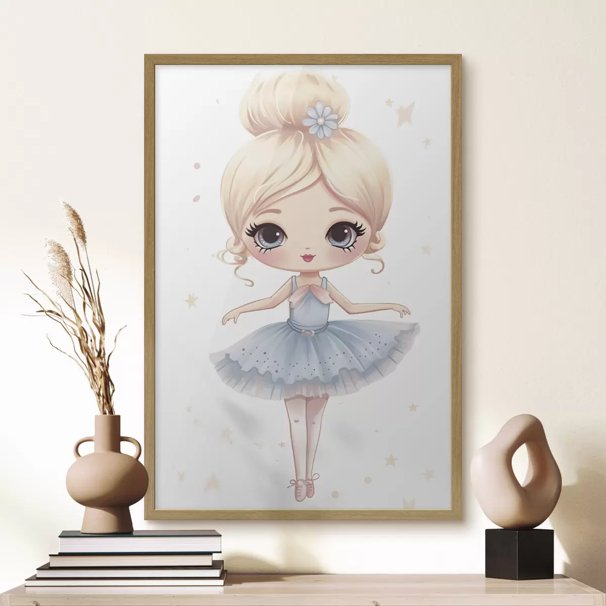 Poster Bambola ballerina con abito blu e fiocco f45481