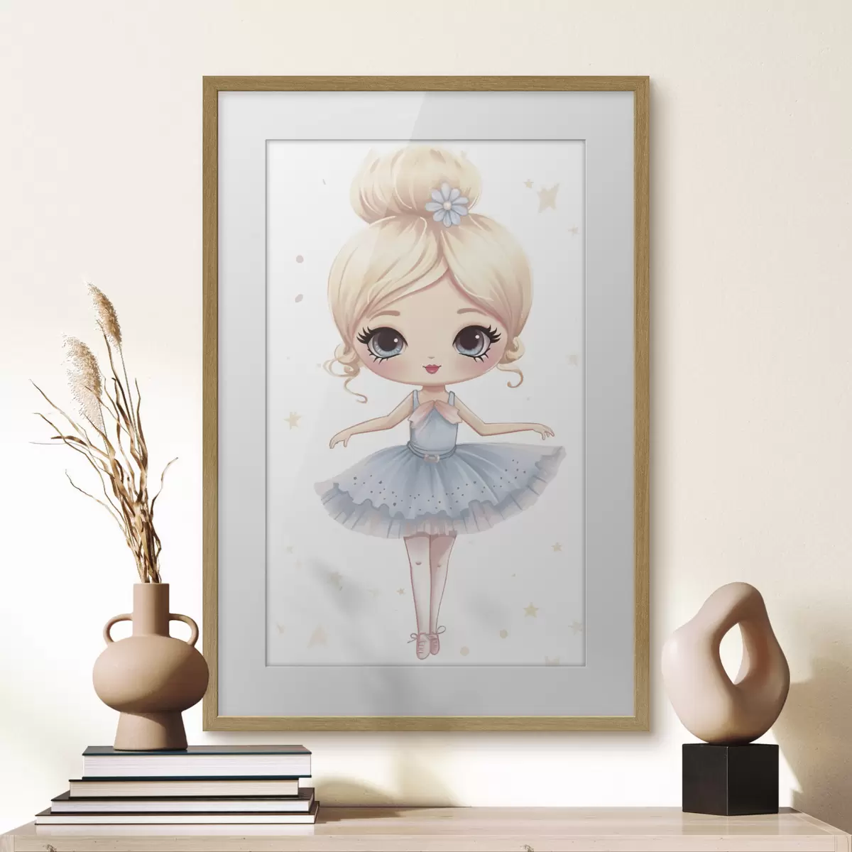 Poster Bambola ballerina con abito blu e fiocco f45481