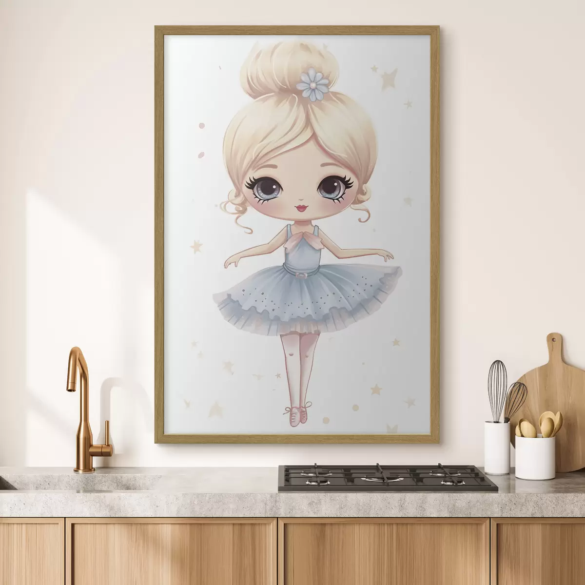 Poster Bambola ballerina con abito blu e fiocco f45481