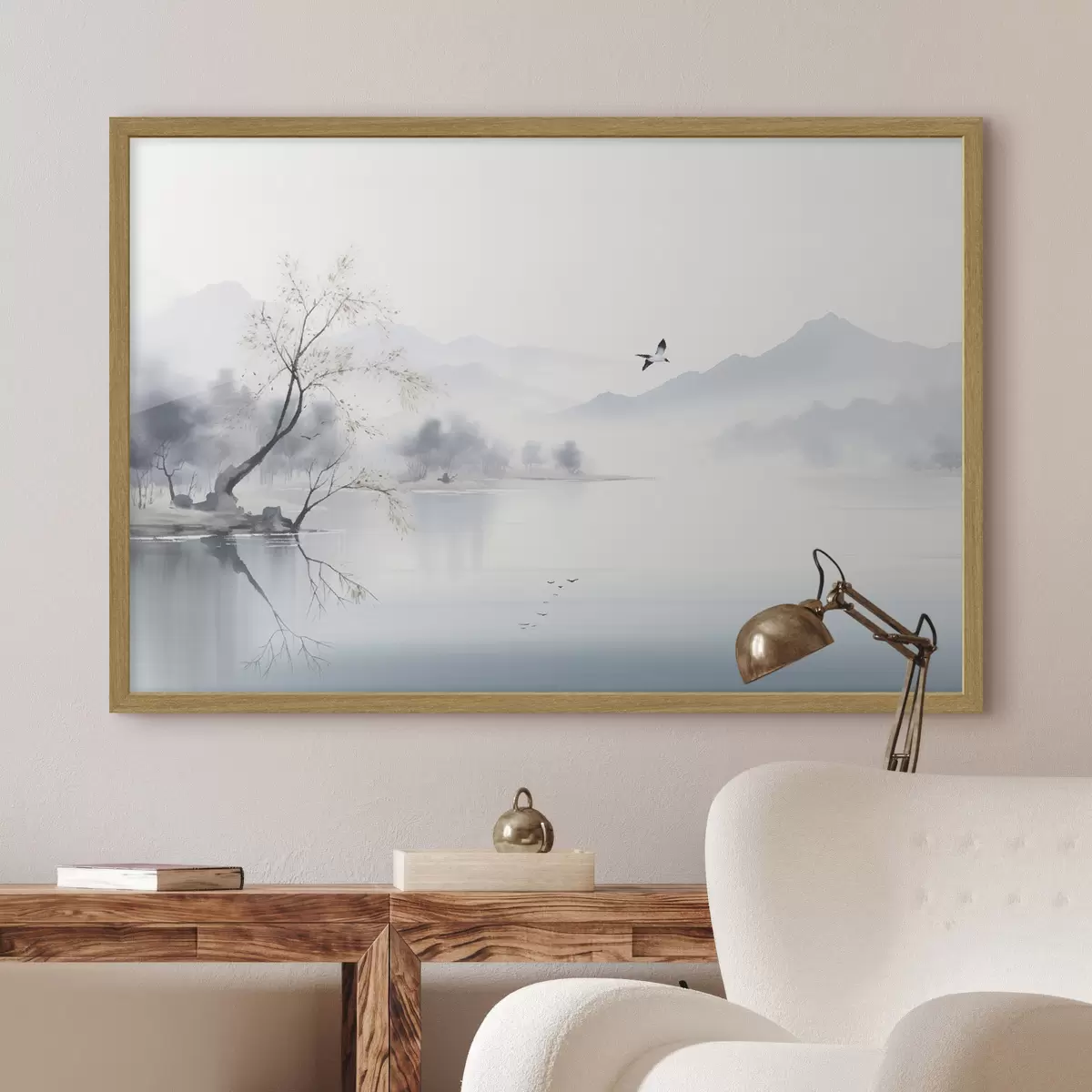 Poster Albero presso acque argentee f45518