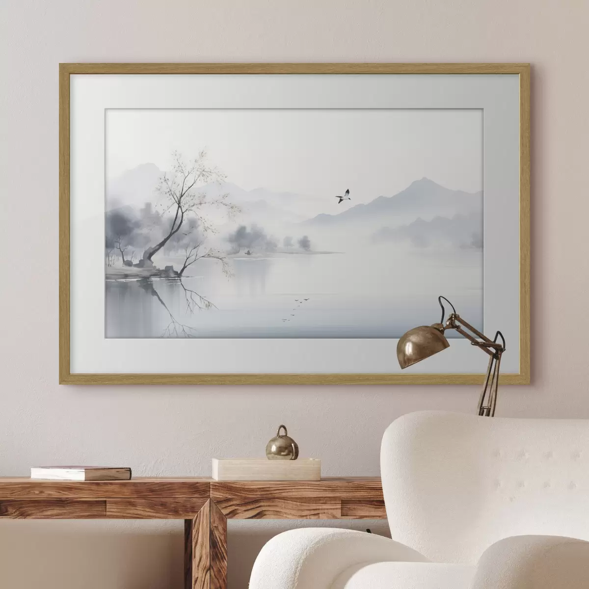 Poster Albero presso acque argentee f45518