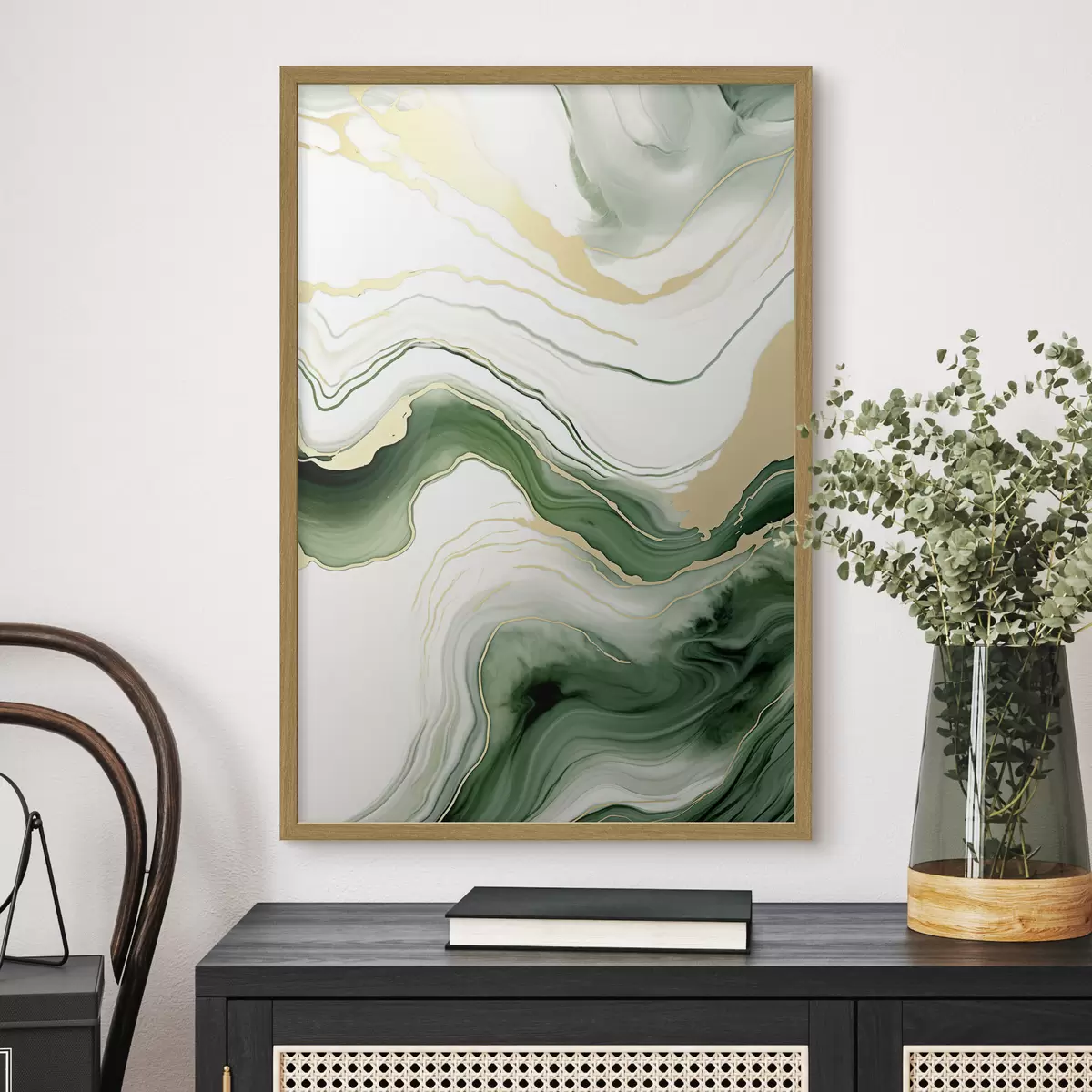 Poster Motivi di marmo verde chiaro e arancione f45696
