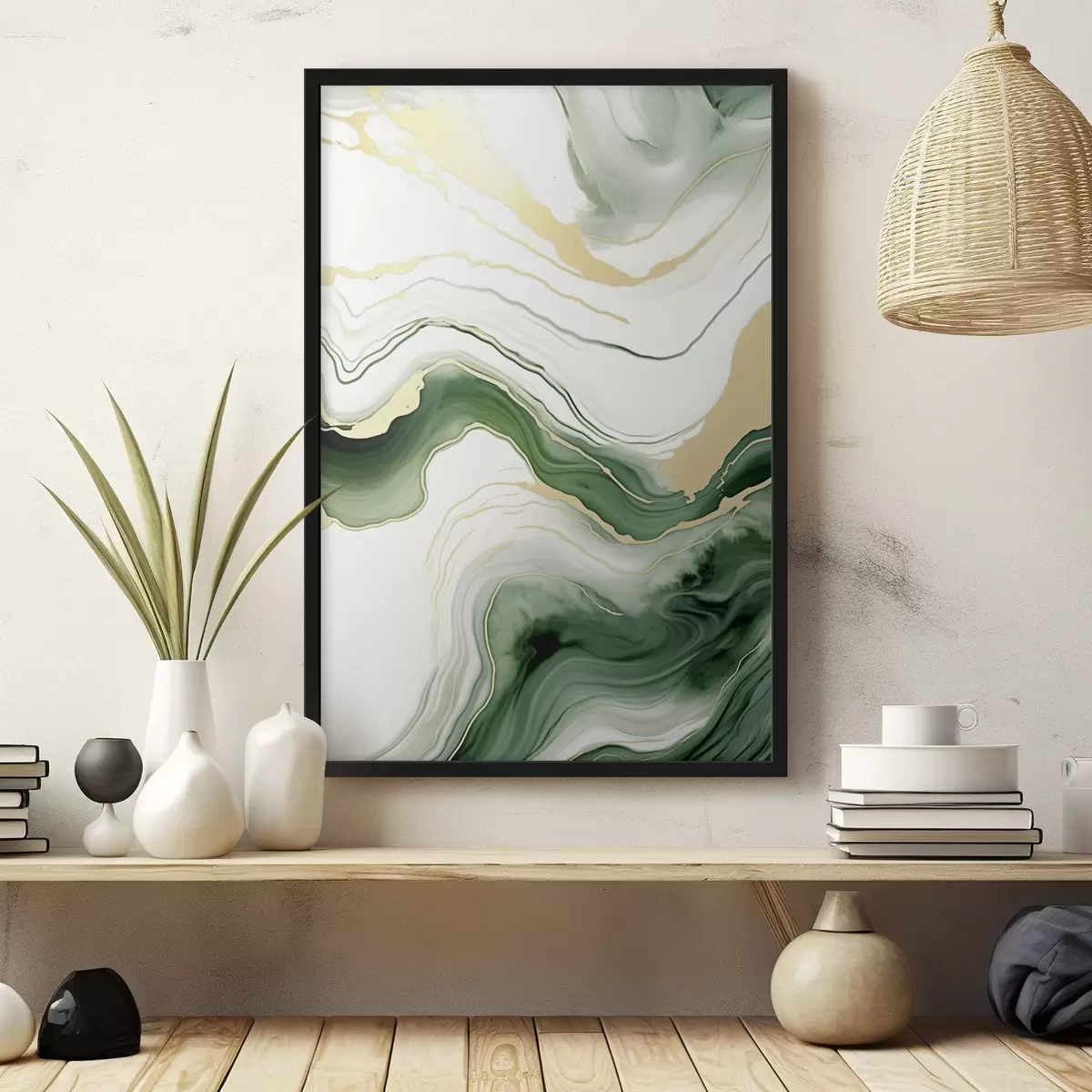 Poster Motivi di marmo verde chiaro e arancione f45696