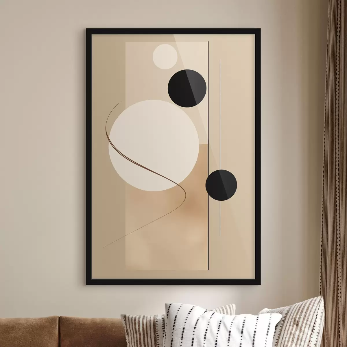 Poster Cerchi astratti minimalisti su sfondo beige f45699