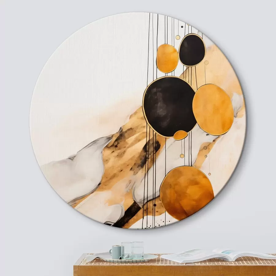 carta da parati Cerchi astratti arancioni e neri su sfondo chiaro nr. r45693