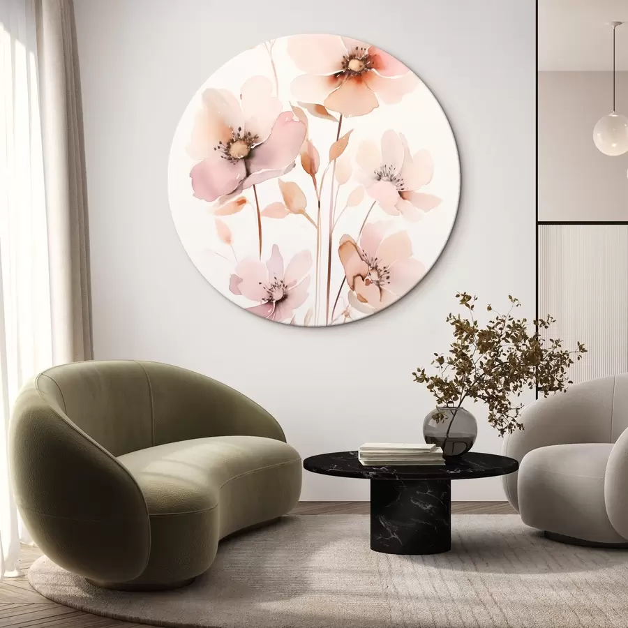 carta da parati Fiori rosa acquerello su steli sottili nr. r45701