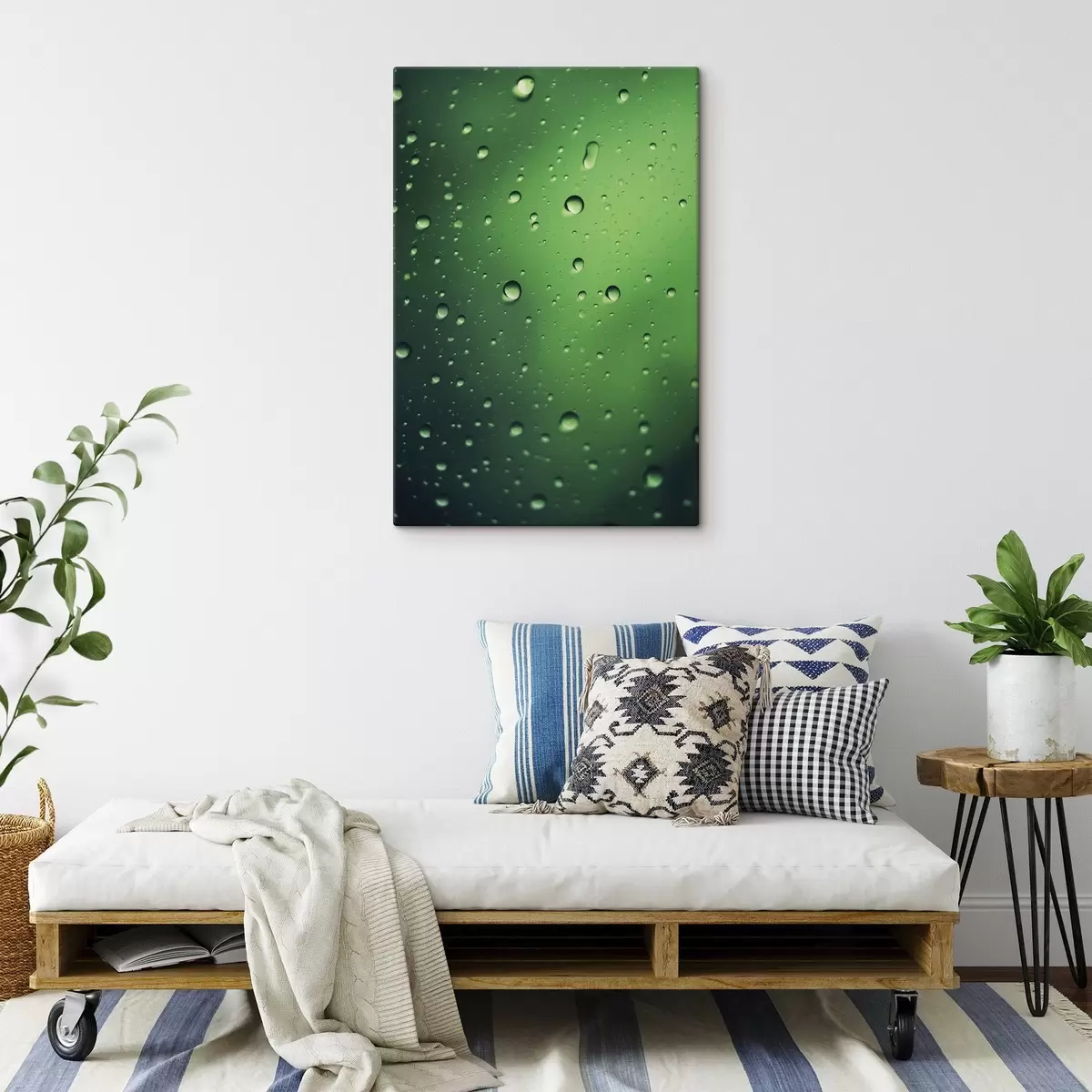 carta da parati Gocce d'acqua su vetro verde primo piano nr. s45521