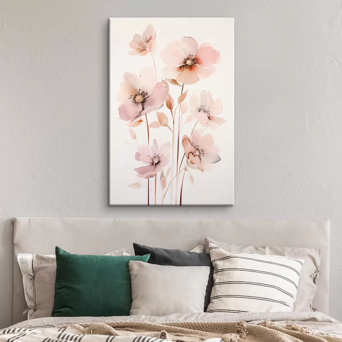 carta da parati Fiori rosa acquerello su steli sottili nr. s45701