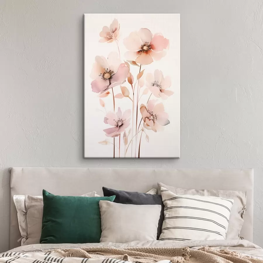 carta da parati Fiori rosa acquerello su steli sottili nr. s45701