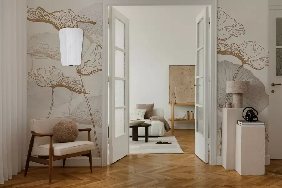 Carta da parati Floreale Varie foglie di loto n. w04471