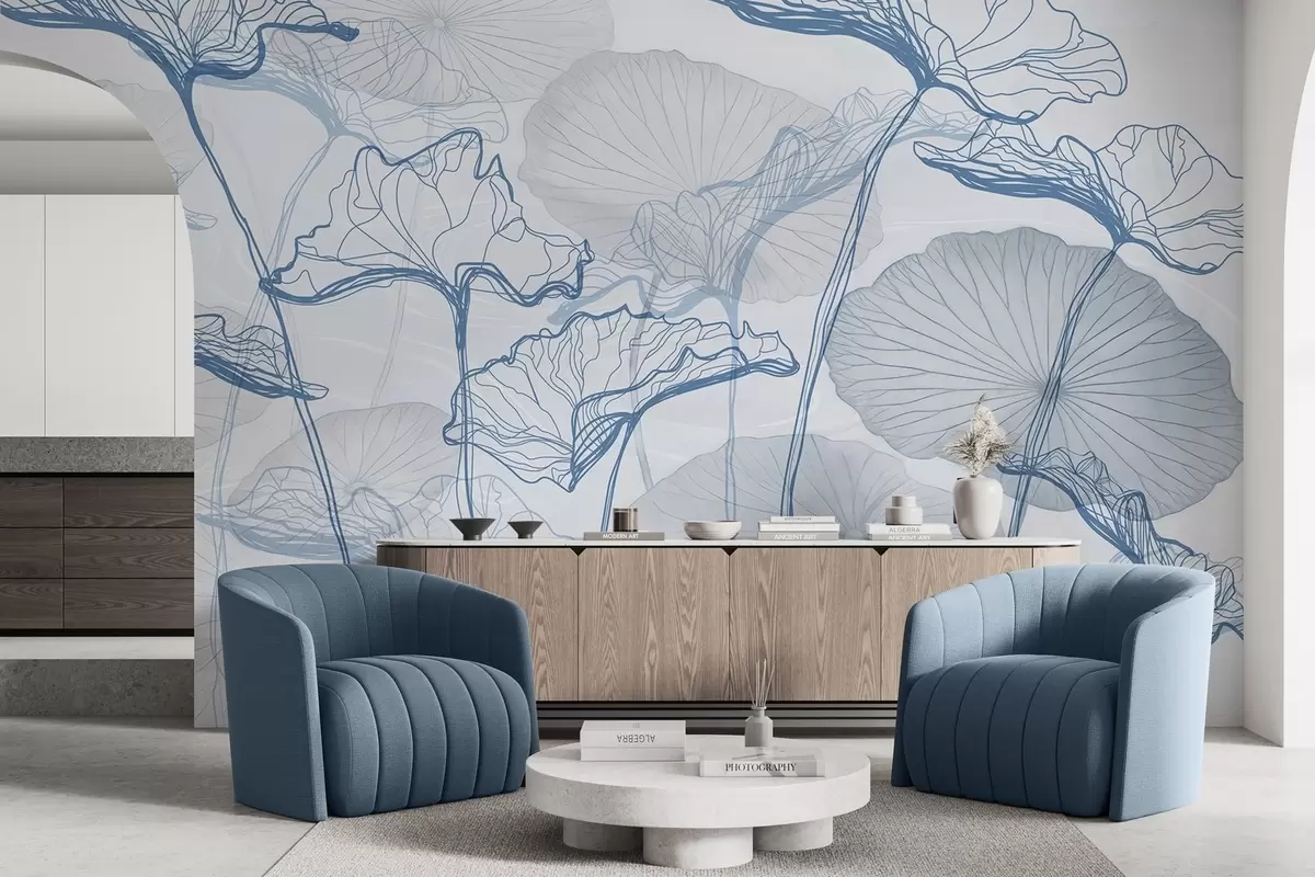 carta da parati Varie foglie di loto nr. w04471v2