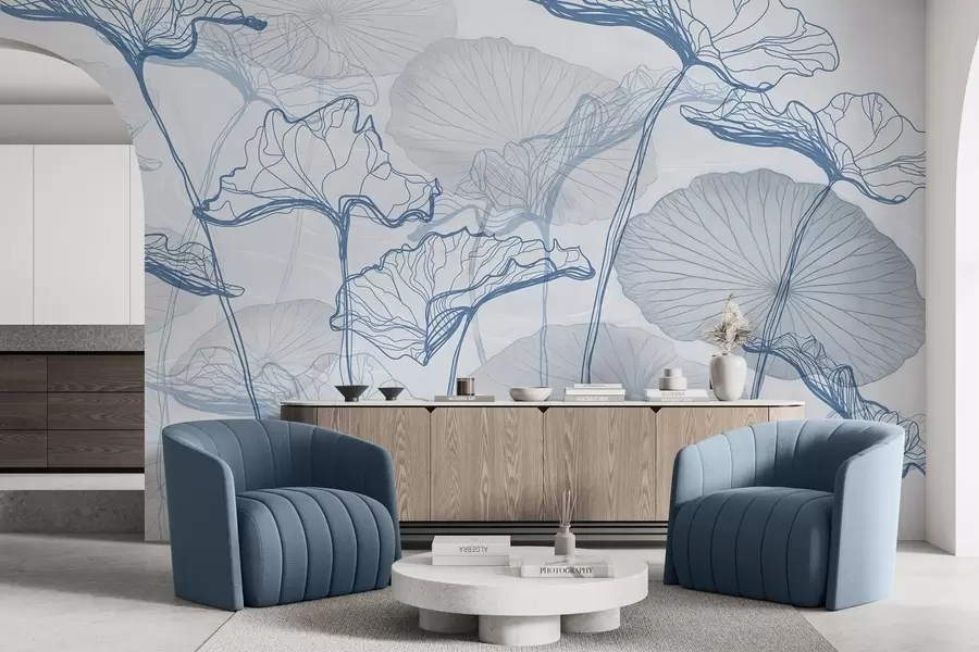 Carta da parati Floreale Varie foglie di loto n. w04471v2