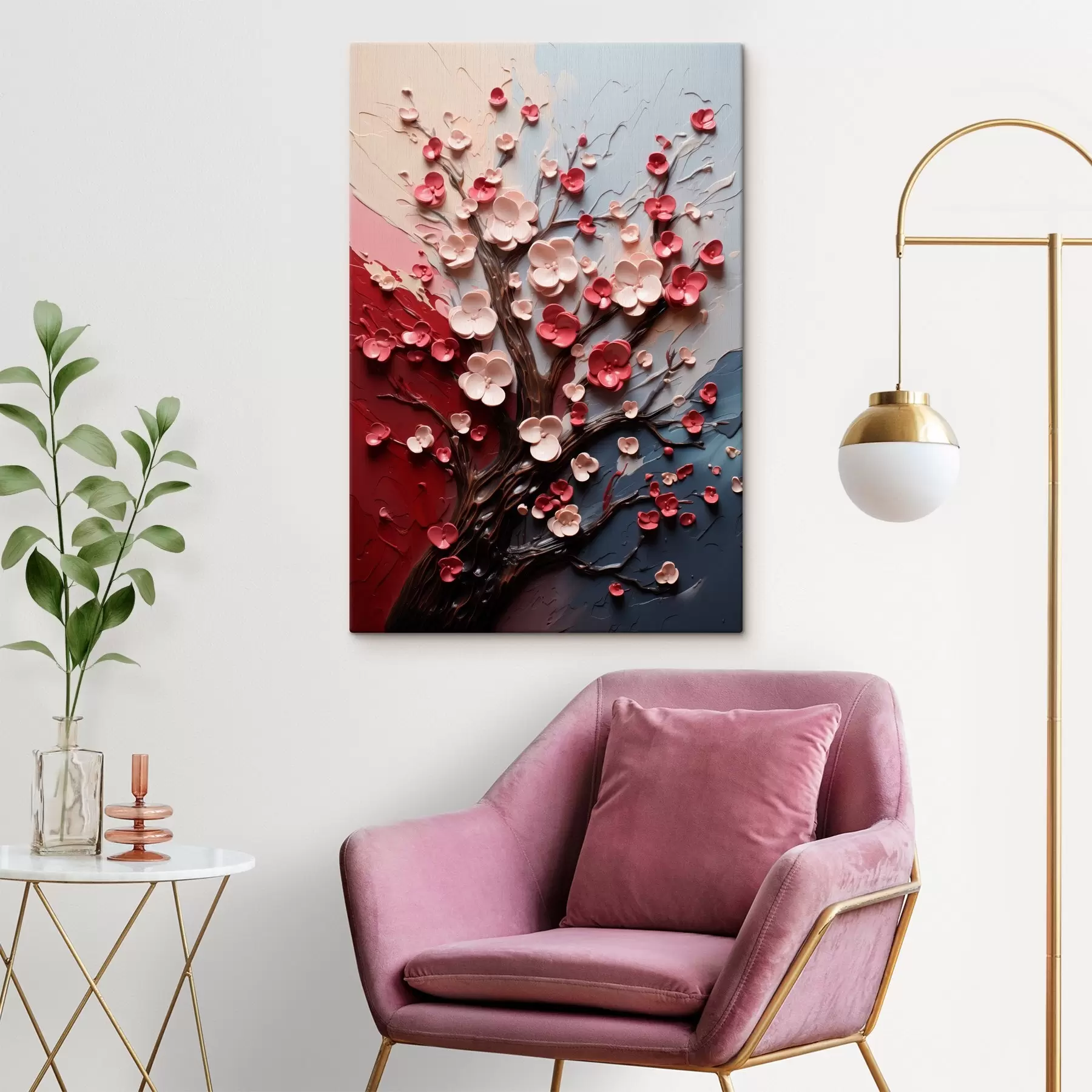 carta da parati Sakura volumetrici in stile pittura strutturata nr. s45650