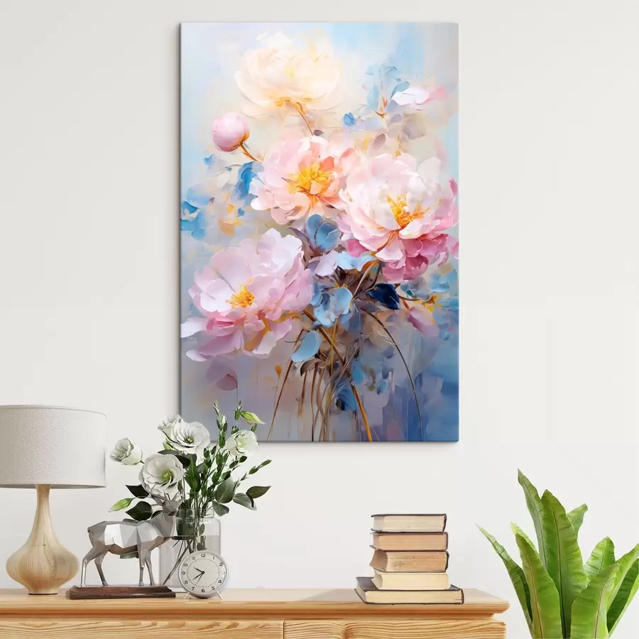 carta da parati Fiori astratti: tonalità rosa e blu nr. s45652
