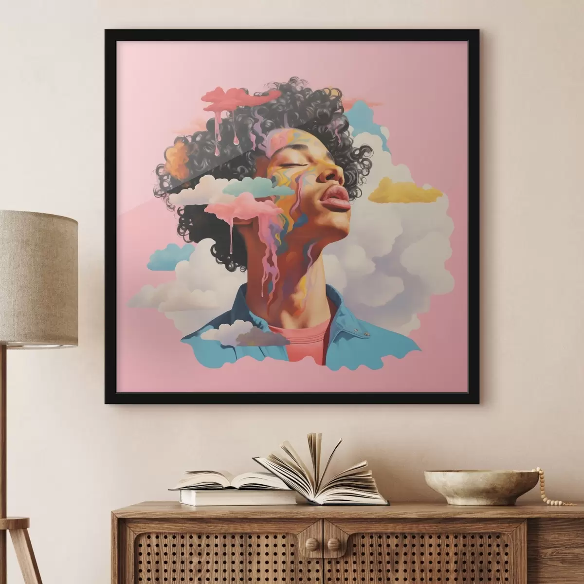 Poster Sognatore tra le nuvole in stile acquerello f45636