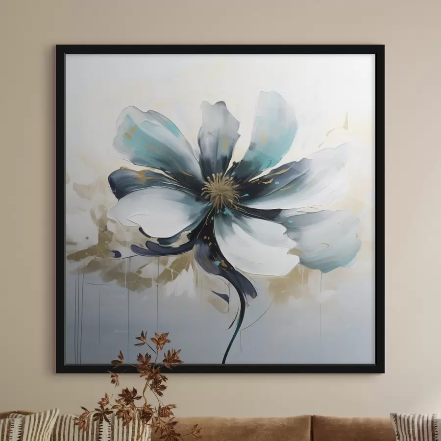 carta da parati Fiore turchese in stile pittura ad olio nr. f45641