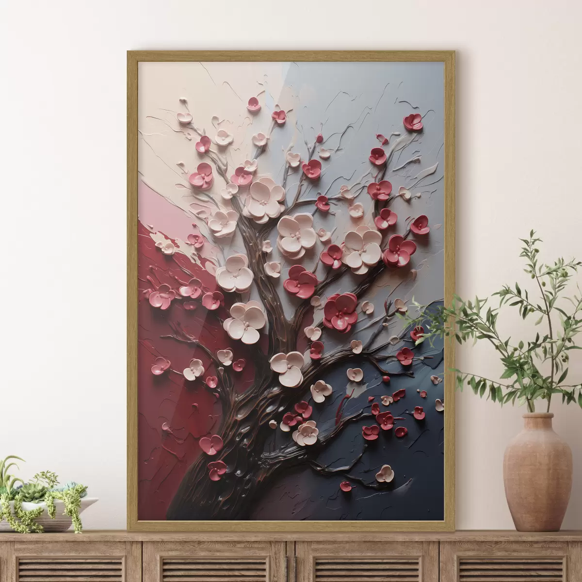 Poster Sakura volumetrici in stile pittura strutturata f45650