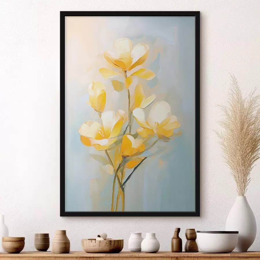 carta da parati Delicati fiori gialli in stile pittura ad olio nr. f45651