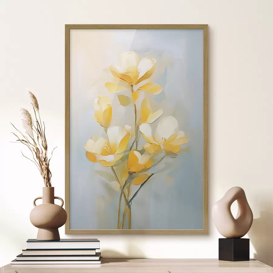 carta da parati Delicati fiori gialli in stile pittura ad olio nr. f45651